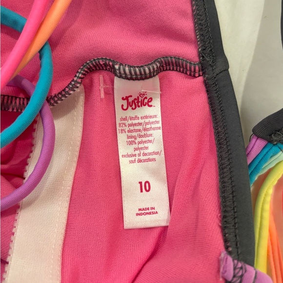 Justice Girl’s One-Piece Swimsuit with Rainbow Spaghetti Straps - Picture 4 of 8